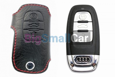 Чехол Для Ключа Audi (Брелок), Кожаный, Цвет Нити Красный bgt509 - купить Верхнеяиково
